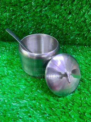 Stainless Steel Sugar Dish with Lid and Spoon
