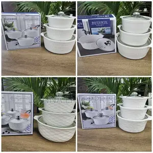 3pcs Set Ceramic Casserole Serving Dishes with Glass Covers