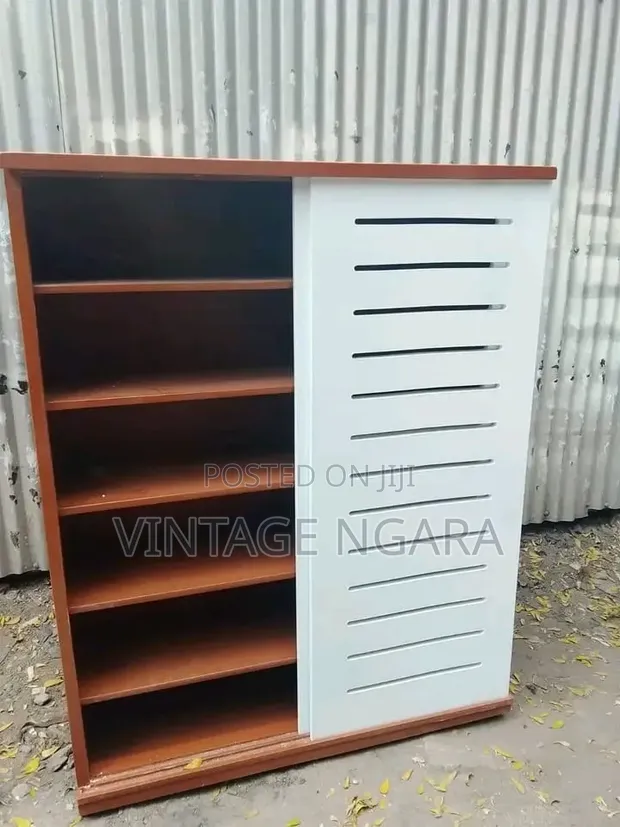 Modern White & Brown Wooden Shoerack - 1