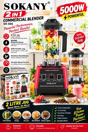 2-in-1 Sokany Commercial Blender SK-66