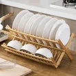 2-Tier Folding Wooden Dish Rack Organizer - 2