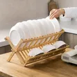 2-Tier Folding Wooden Dish Rack Organizer - 3
