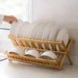 2-Tier Folding Wooden Dish Rack Organizer - 4