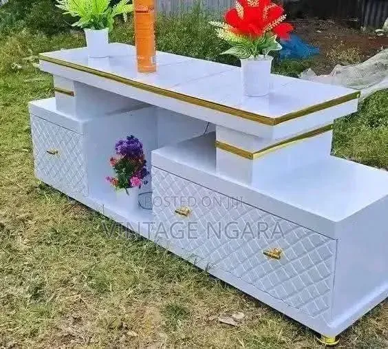 Executive White Gold TV Stand - 1