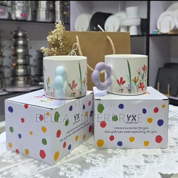 Vikombe vya Chai vya Maua Vilivyochongwa Vilivyopakwa Kwa Mkono - 1
