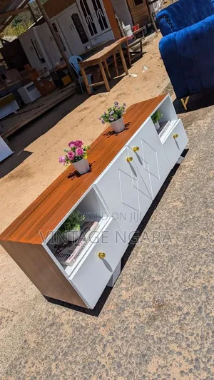 Modern Brown & White Wooden TV Stand