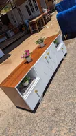 Modern Brown & White Wooden TV Stand - 1