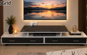 Imported Executive TV Stand with Drawers - White/Black