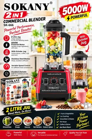 SOKANY SK-666 Blender ya Kibiashara 2-in-1