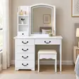 Modern Home Dressing Table with Stool - White - 1