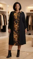 Set ya Chiffon Shift Dress na Duster Jacket - 2