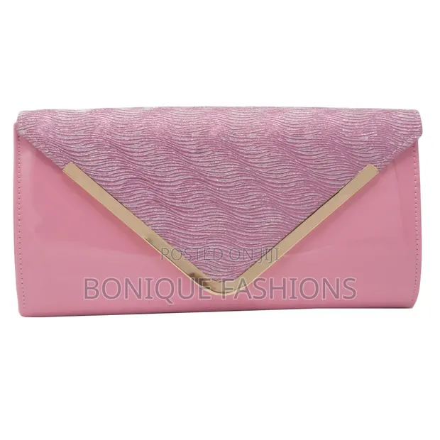 Pink Leather Clutch Bag - 1