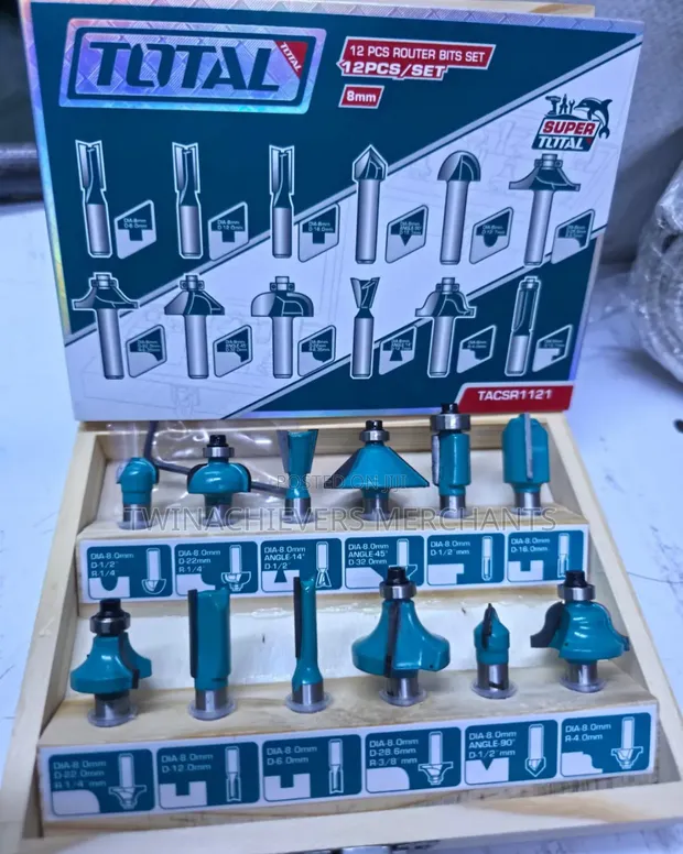 Total 12pcs 8mm Router Bit Set - 1