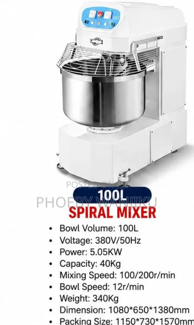Premier Mixer wa Dough wa Spiral 100L - Mpya Kabisa - 1