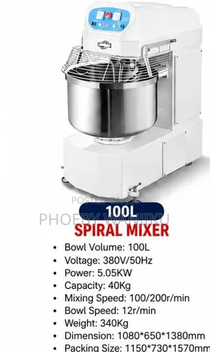 Premier Mixer wa Dough wa Spiral 100L - Mpya Kabisa