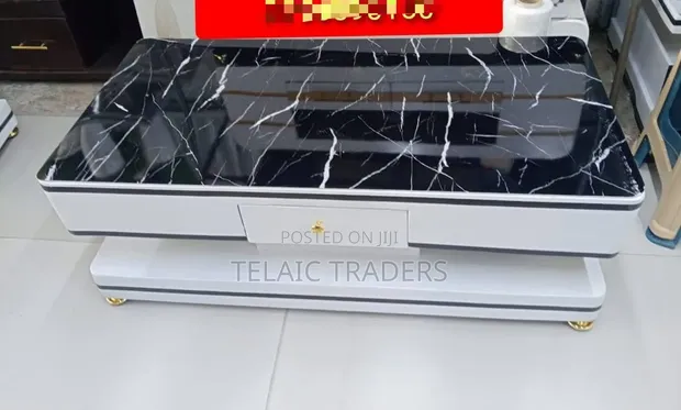 Brand New Black Coffee Table with Marble Top - 1