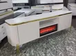 Luxury Electric Fireplace TV Stand - Blue & Gold - 2