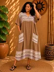 Abraham Moon African Maxi Dress Kahawia - Mpya Kabisa - 1