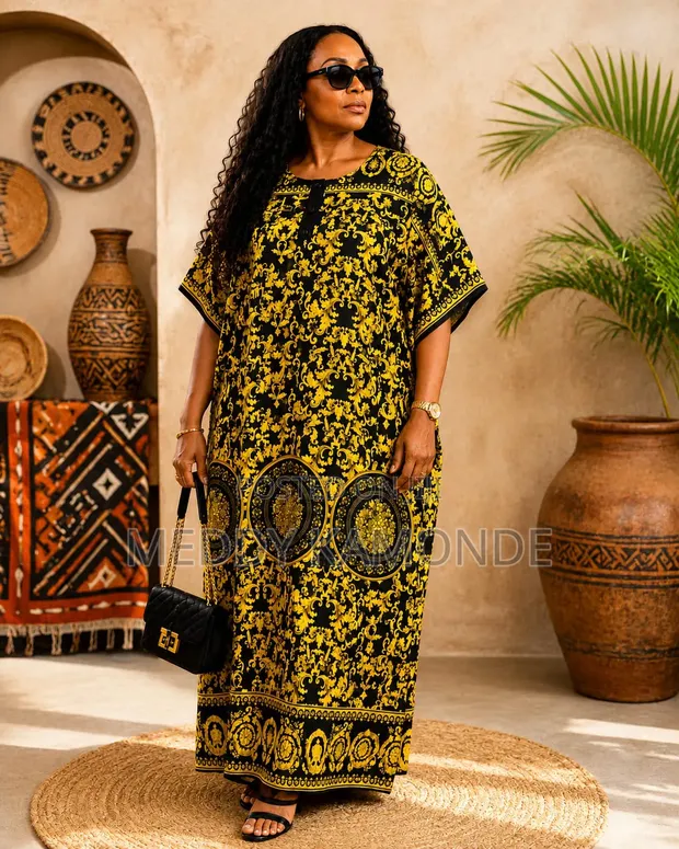 Yellow Long Cotton Maxi Dress - 1