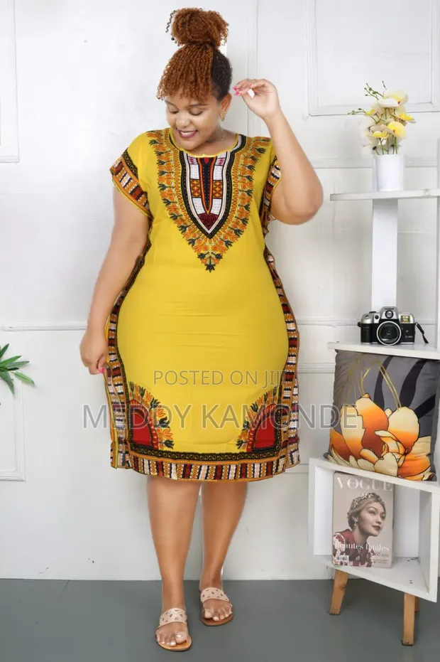 Blue/Yellow African Bodycon Dress - 1