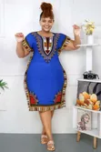 Blue/Yellow African Bodycon Dress - 2