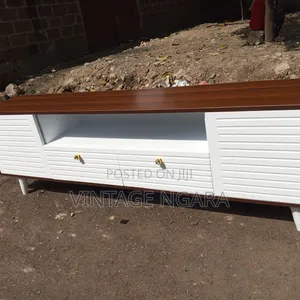 6 Feet Two-Tone TV Stand - Dark Wood & White