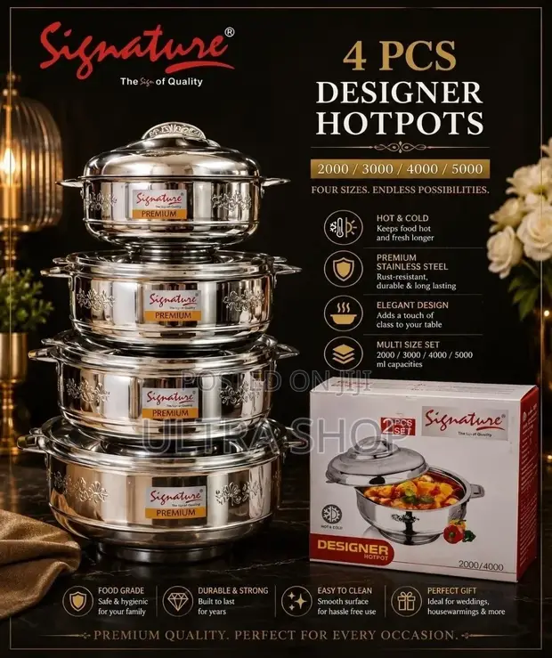 4 Pcs Stainless Steel Hotpot Set - 1