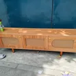 Moderni Light Wood Rattan TV Stand - 1