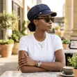 Classic Baker Boy Hat - Navy, Brown, Beige - 1
