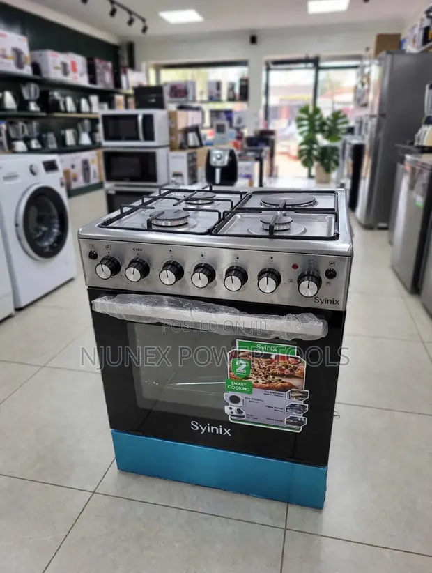 Syinix 60x60cm 3 Gas + 1 Electric Hotplate Standing Cooker - 1