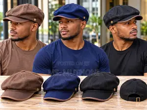 Plaid Newsboy Cap with Faux-Leather Visor
