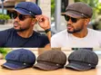 Plaid Newsboy Cap with Faux-Leather Visor - 2