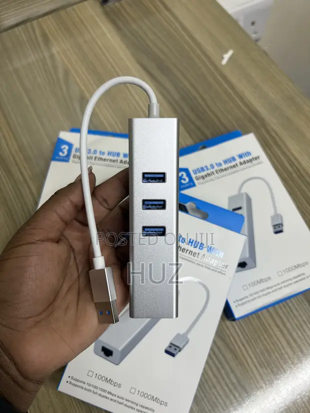 3-Port USB 3.0 Hub with Ethernet - 1