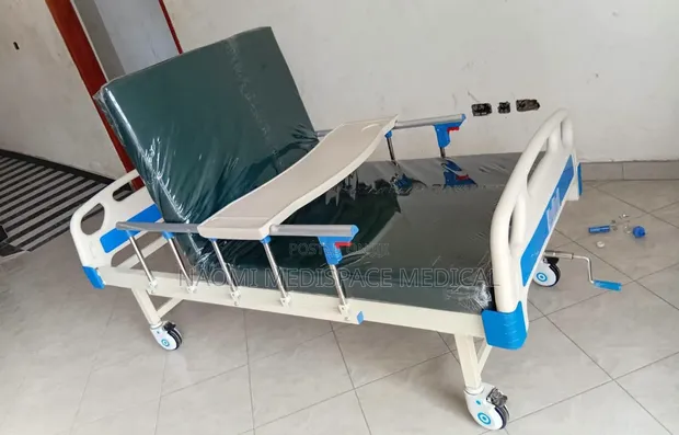 Homecare Single Crank Manual Hospital Bed with Mattress - 1