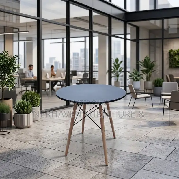 Round Black Wooden Dining Table - Modern - 1
