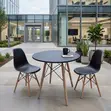 Round Black Wooden Dining Table - Modern - 2
