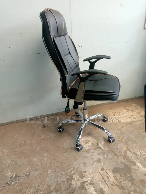 Executive High Back Leather Chair - Black - 1