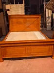 5x6 Brown Wooden Bed Frame - 1