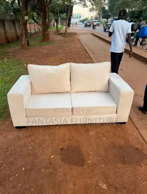 2-Seater Fabric Sofa - Beige/Cream/White