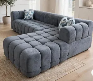 5 Seater Bubble Sofa Grey Velvet