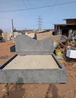 5x6 Grey Fabric Bed Frame with Wave Headboard - 2