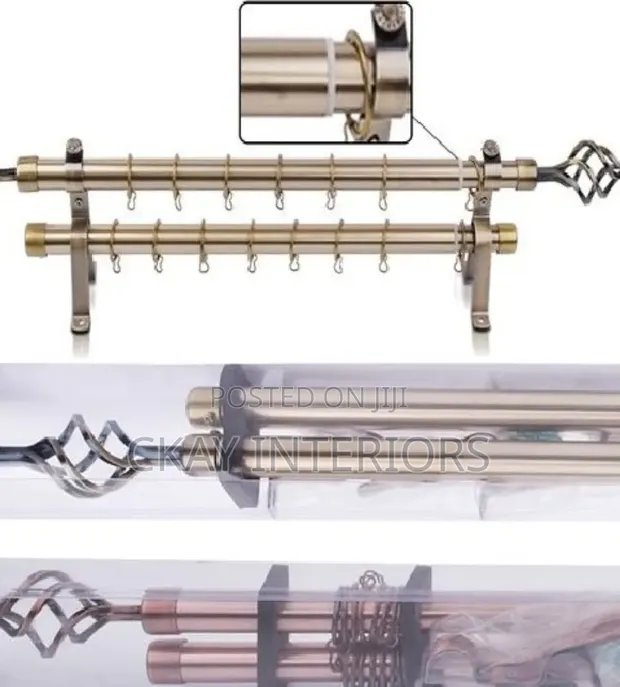 Adjustable Curtain Rods - Shiny Finish, Rahisi Kufunga - 1