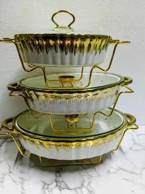 3pcs Ceramic Chafing Dishes (3L, 2.5L, 1.8L)