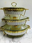 3pcs Ceramic Chafing Dishes (3L, 2.5L, 1.8L) - 1