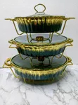 3pcs Ceramic Chafing Dishes (3L, 2.5L, 1.8L) - 3