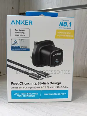 Anker Zolo 30W PD 3.0 Charger with USB-C Cable - Black
