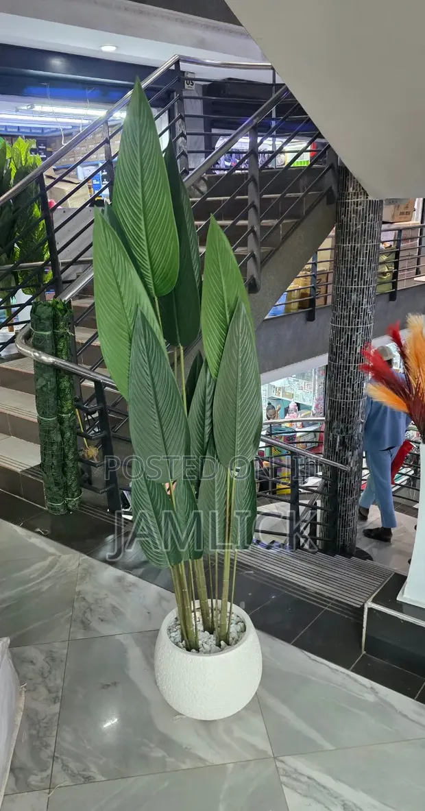 Artificial Bird of Paradise Plant with Dotted Vase - 1