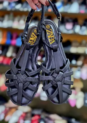 Zara Fisherman Sandals - Gold Strappy Flats Size 37-41