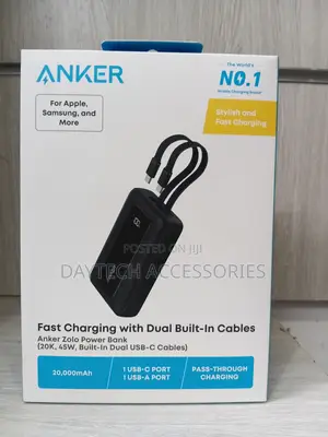 Anker Zolo Power Bank (20,000mAh, 45W, Kebo Mbili za USB-C)