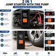 2-in-1 Portable Car Jump Starter na Tire Inflator ya Dijitali - 2